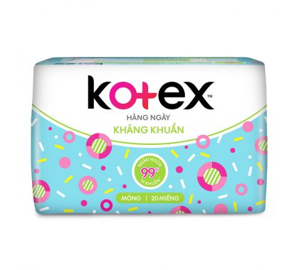 Băng vệ sinh Kotex hằng ngày kháng khuẩn (  gói 20 miếng ) Bao 48 gói